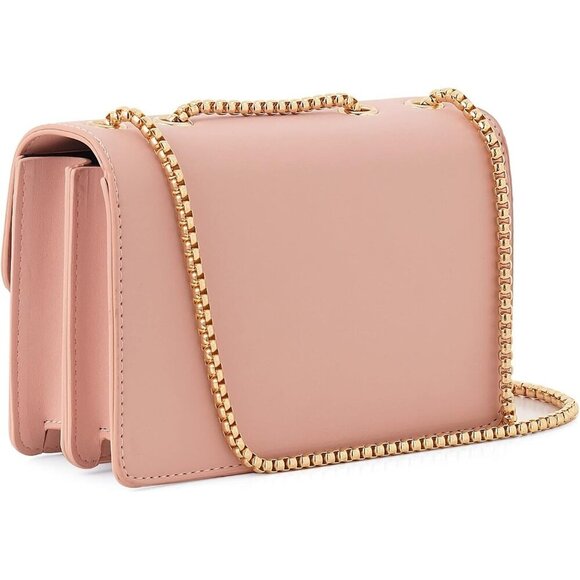 Women Pink Imported Faux Leather Twist Lock Crossbody Designer Shoulder Handbags - Picture 3 of 9